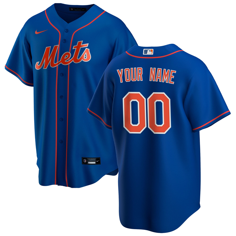 2020 MLB Men New York Mets Nike Royal Alternate 2020 Replica Custom Jersey 1->new york mets->MLB Jersey